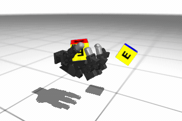 PPO's trained policy solving LeapCubeReorient — dexterous in-hand cube reorientation (real success 0.99).